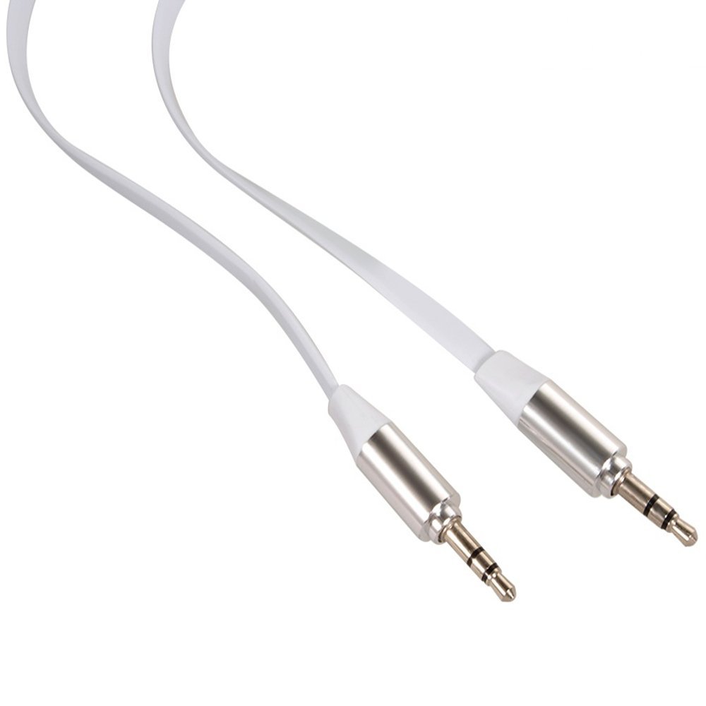Maclean MCTV Metal Jack - Jack Straight Flat Tangle Free Audio Stereo AUX Cable 1m 2m (1m, White) - Image 4