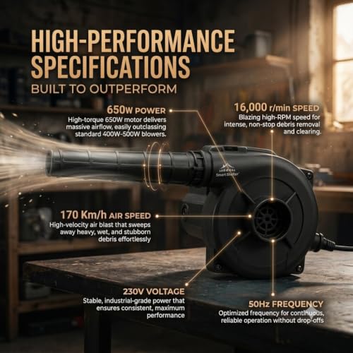 Image of Smart Shelter DuoJet 650 Electric Air Blower, Teal and Black, 650W, 170 km /h | 16000 RPM, Copper Winding Motor, for Home, Car & PC, Dust Cleaner