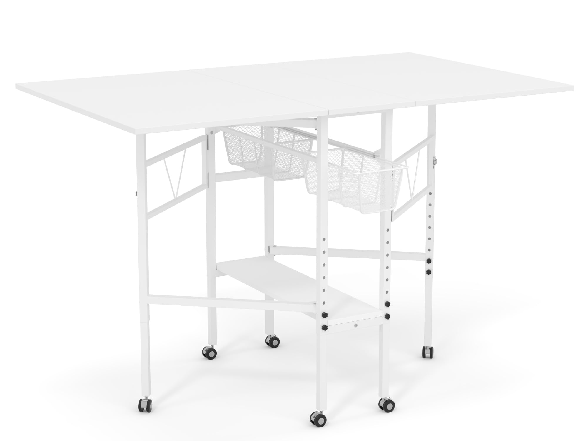 Home Hobby Cutting Table 59" W x 36" D, Height Adjustable CraftTable with 2 Drawers and Storage Shelf, Folding SewingTable Mobile Standing Table for Home Office Studio
