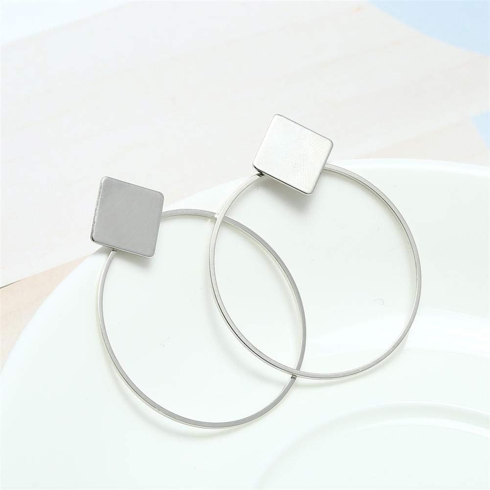 Geometric Hollow Big Hoop Earrings Gold Plated Square Stud Earrings Dangle Jewelry for Women - Image 2