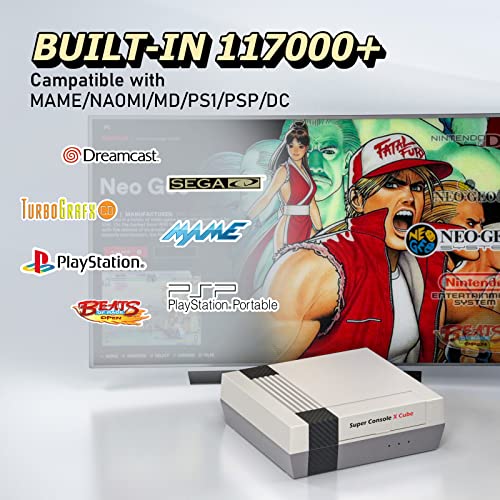 Super Console X Cube Retro Game Console With 114000+ Classic Games, Video Games Consoles For Tv,Plug Play Tv&Game System In One, Compatible With Psp/Ps1/Dc/Mame, Etc, 2 Wireless Game Controllers（256G） #TOP1
