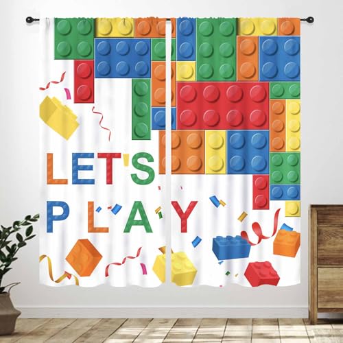 Lnepty Building Blocks Curtains,Colorful Brick Constructor Boys Girls Bedroom Living