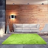 BlueSnail Super Ultra Soft Modern Shag Area Rugs, Bedroom Livingroom Sittingroom Floor Rug Carpet Blanket for Children Play Home Decorate (4' x 5.3', Rectangle, Apple Green)