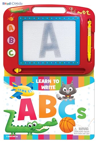Phidal Learn to Write ABCs Read & Doodle - Learning resources for kids, a magnetic drawing pad, an easy-to-use pen, 22-page board book for reading and drawing