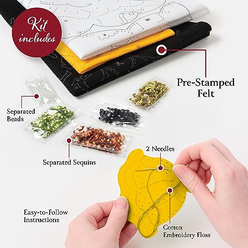 Bucilla 89649E Purrfectly Spooky, Felt Applique 6 Piece Ornament Making Kit thumb #2