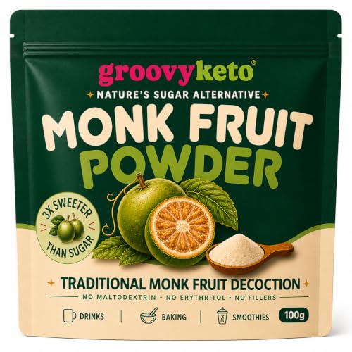 Monk Fruit Sweetener Powder by Groovy Keto No Erythritol No Maltodextrin Natural Sugar Substitute Real Decoction 3x Sweeter Than Sugar 100g