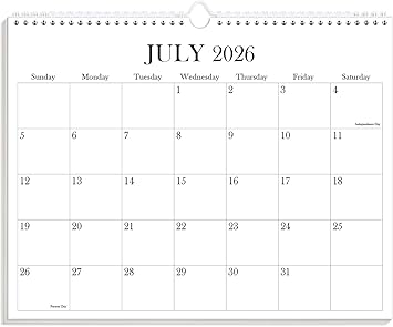 Calendar 2026-2027 - Wall Calendar from July 2026 to December 2027, 2026-27 Wall Hanging Calendar Planner with Thick Paper, 12" x 14.5", Black