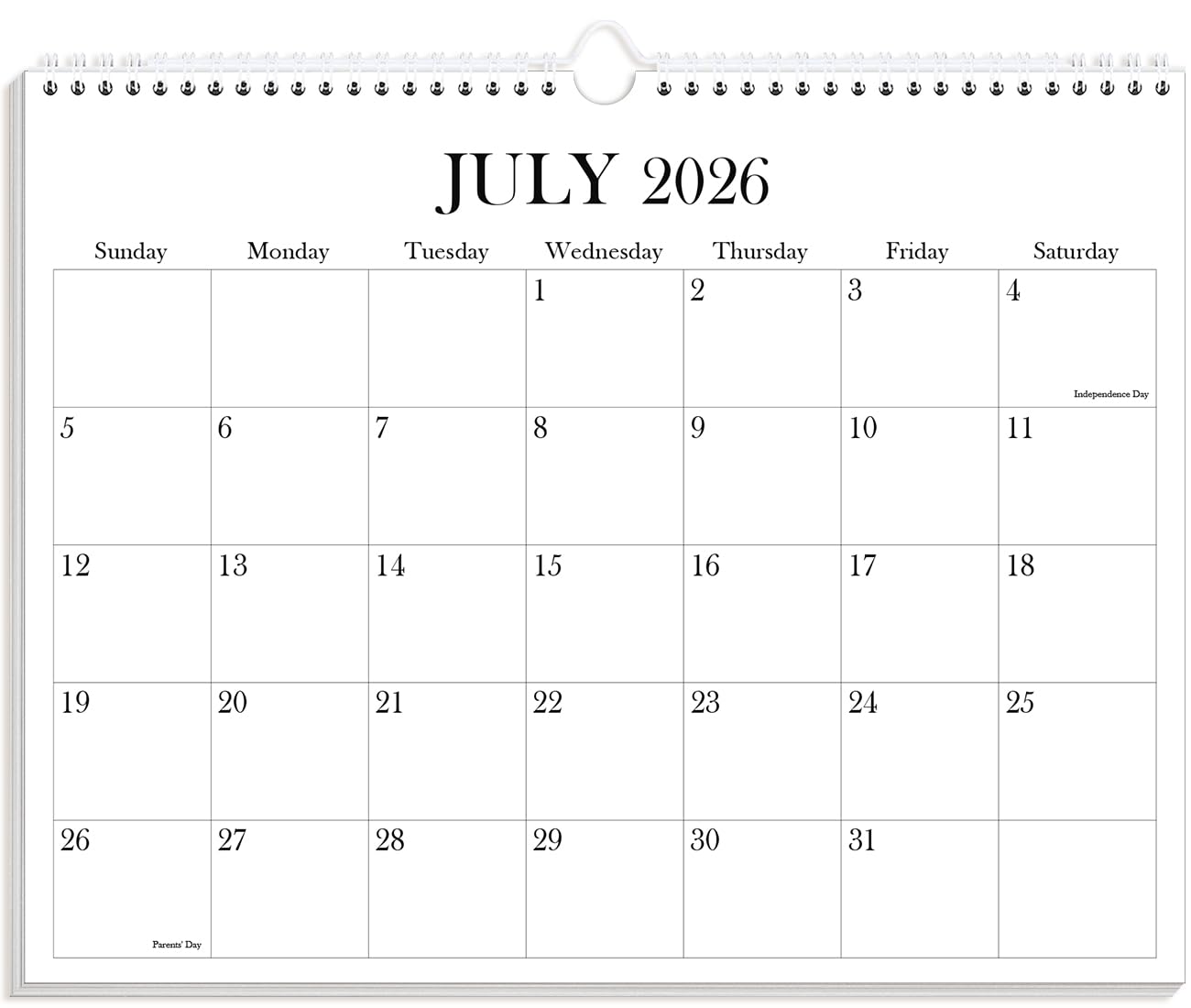 Kalender 2025-2026 - Wandkalender von November 2025 bis Juni 2027, 2026 Wandbehang Kalender Planer mit dickem Papier, 30,5 x 36,8 cm, Schwarz