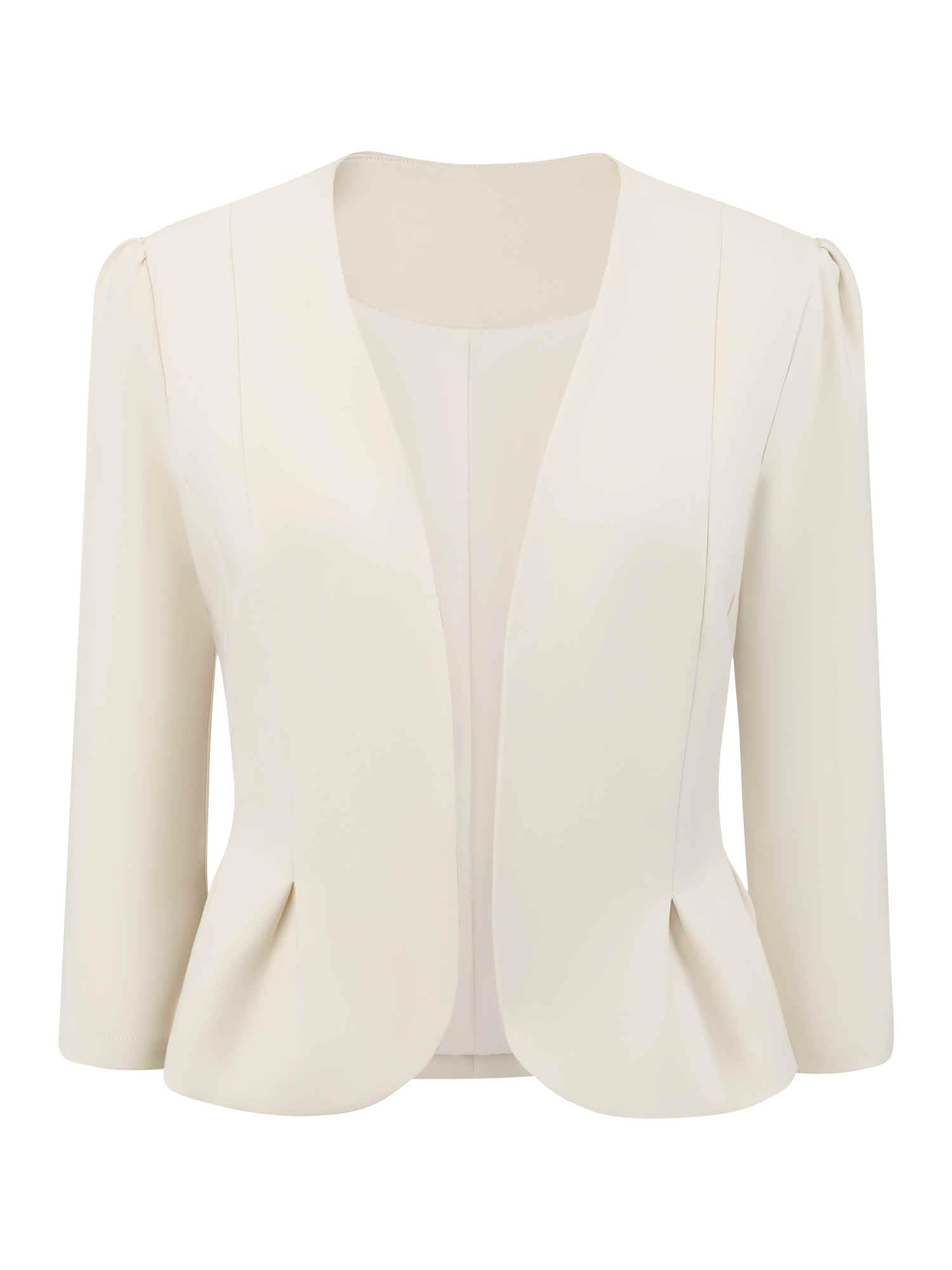 Womens Peplum Blazer Open Front Collarless Dressy Suit Crop Jacket