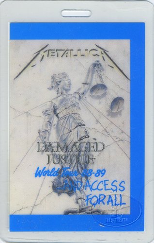 Metallica 1988-89 Laminated Backstage Pass All Access