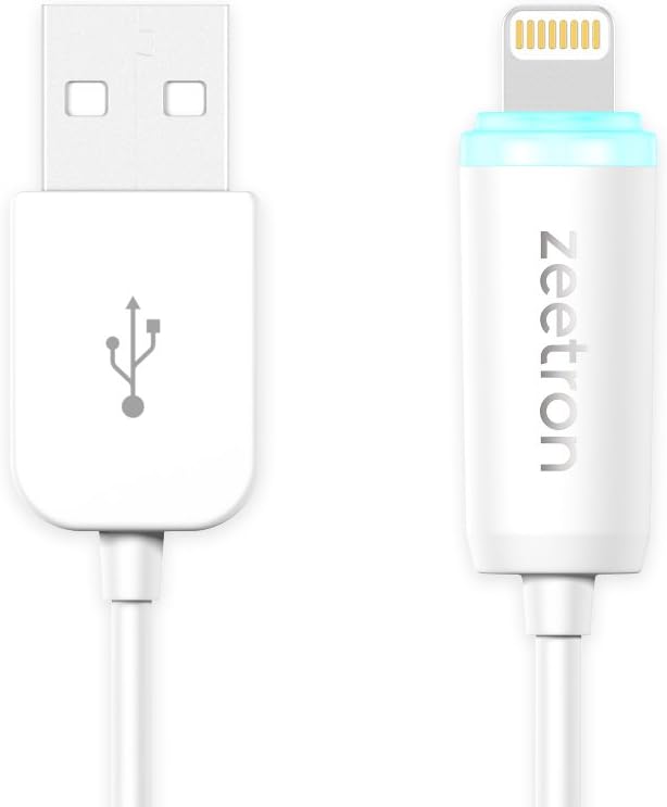 Zeetron Light up Lightning USB Cable for Iphone 6, 6 Plus, 5 5s 5c Ipad 4 Ipad Mini Ipad Air Ipod Touch 5th Gen- Retail Packaging (Lightning to Usb) (Verison 3 New & Improved)