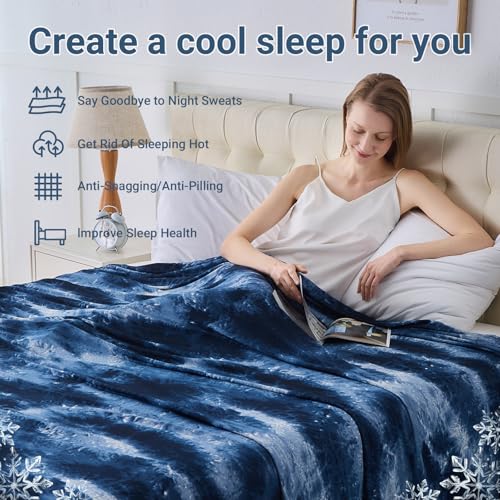 Image of Cooling Blanket for Hot Sleepers Throw Size 50 inchx70 inch, Summer Ice Cold Blanket Absorbs Heat to Keep Body Cool for Night Sweats, Lightweight Breathable Cold Blankets for Sleeping Bed & Sofa