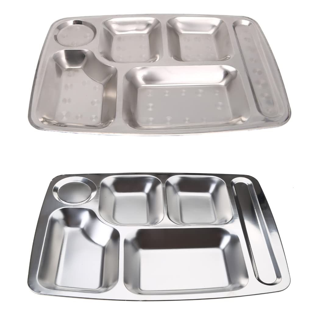 45-teiliges Set Edelstahl-Tabletts Mit Deckel – Geteilte Teller, 4/5 Fächer, Stapelbar, Spülmaschinenfest – Für Zuhause & Camping