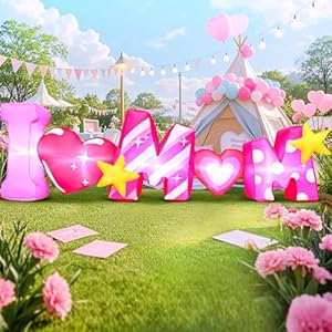 8FT Mothers Day Inflatables Outdoor Decorations, Built in LED Lights Mother’s Day Blow Up Yard Decoration for Holiday Party, Indoor, Outdoor, Garden, Yard Lawn Decor