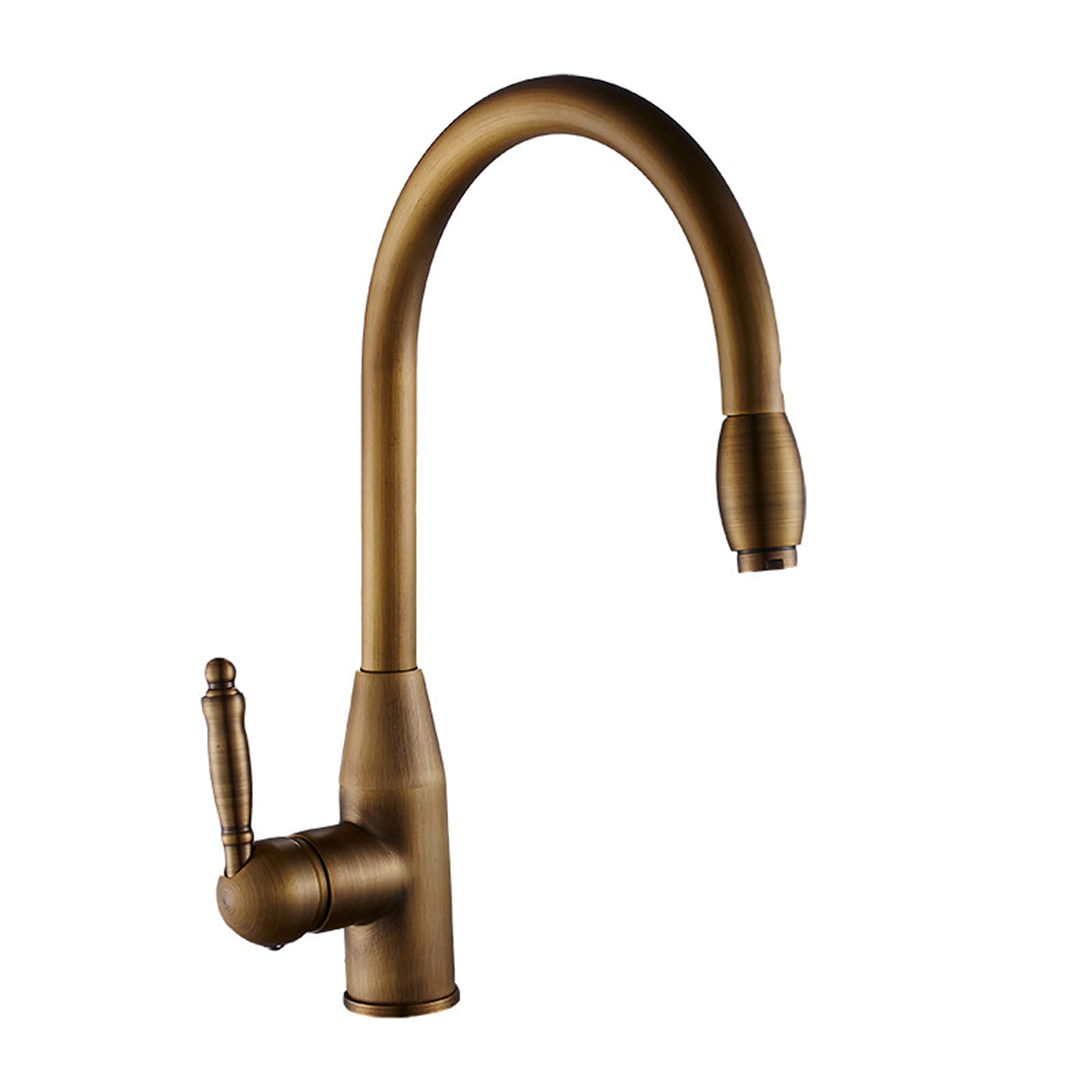 Wiquybml Kitchen Sink Mixer Tap, Antique Brass Pull Down Faucet, 360 Degree Swivel, Hot And Cold Water, Single Handle