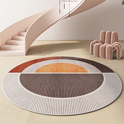 Tapis Rond for Salon Tapis de créativité Moderne 80 cm 120 cm 140 cm 160 cm 180 cm 200 cm Tapis de Chaise d'ordinateur Lavable antidérapant Tapis Doux à Poils Courts durables(Diameter 120cm/3.9ft)