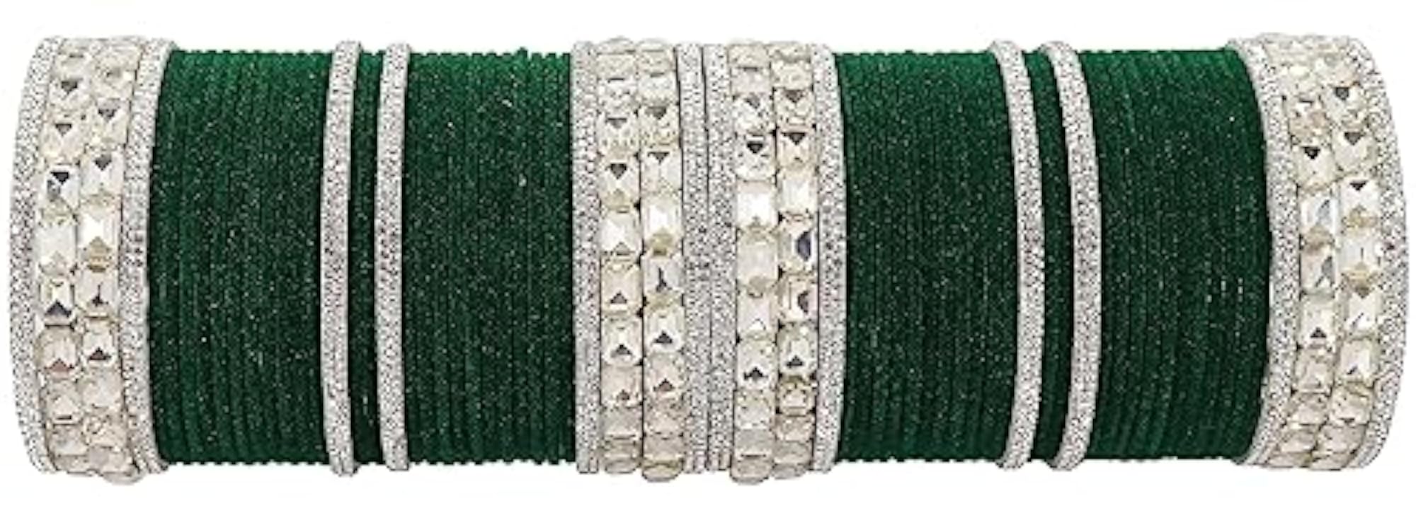 Women's Traditional Metal & Zircon Gemstone Bangle Set