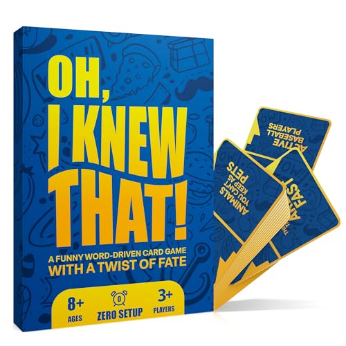 OH, I KNEW THAT! - Funny Word Games - Family Friendly Word association Fast Paced Card Games for Kids, Teens, Adults - Unique Categories Games for Party, Social Gatherings, Family Game Nights, Ages 8+