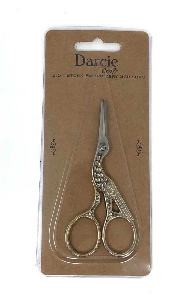 Darcie SSXCP29G Crafts 3.5inch Brass Embossed Stork Embroidery Scissors x 1
