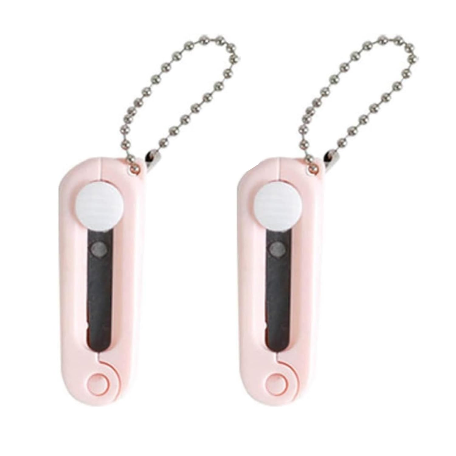 2 PCS Pink Folding Scissors Safe Portable Travel Scissors Foldable Telescopic Cutter Pocket Mini Scissor with Keychain for Cutting, Scrapbooking, Crafting, Sewing Office Cutting Tools
