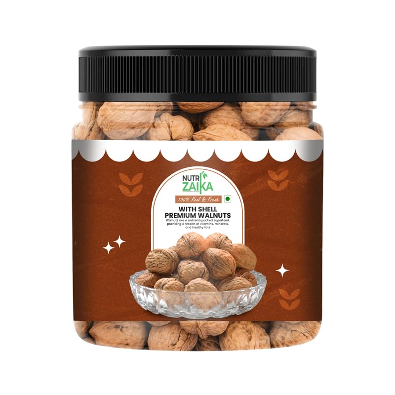 Image of NUTRIZAIKA Premium Californian Inshell Walnut 500G | Rich in Protein, Iron & Fiber | Natural Walnuts with Shell | Walnuts with Shell | Rich In Omega-3 & Antioxidants
