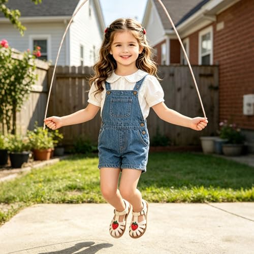 Image of Toddler Girl Sandals with Flower, Breathable Leather kids Closed Toe Sandals, Soft Rubber Non-Slip Summer Shoes for Little Girls 2-7 Years