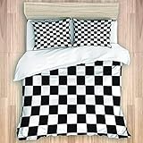 SUGARHE Bedding Juego Funda Edredón,Blanco Negro Abstracto