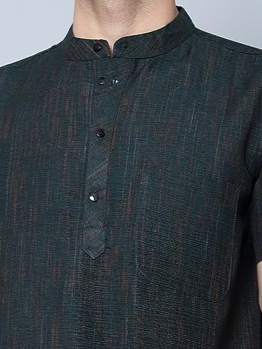 Image of LATEST CHIKAN Men's Cotton Regular Casual Strped Short Kurta Half Sleeves - (SK-LJ.DS.AS)