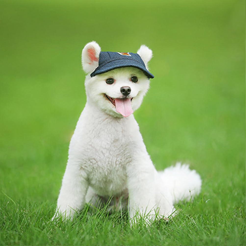 leconpet Baseball Caps hats with Neck Strap Adjustable comfortable Ear Holes for small Medium and Large Dogs in Outdoor Sun Protection (Blue Jeans - Image 2