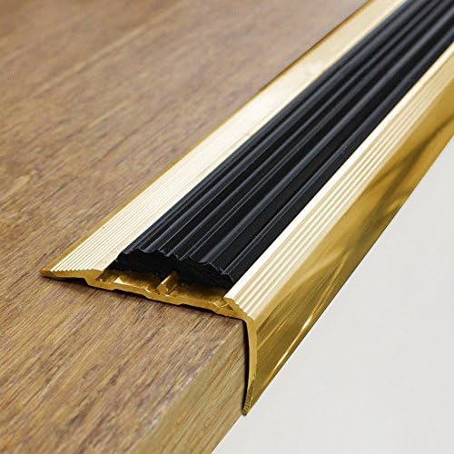 Stair nosing profile ALUMINIUM with black rubber | 90cm 40x20mm | Aluminium Profiles for stairs