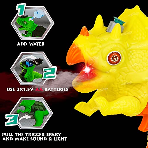 Image of Zest 4 Toyz Dinosaur Water Gun Toy for Kids with Light Battery Operated Dino Mist Spray Gun Action Dinosaur Water Toy for Boys & Girls Kids Toys Birthday Gift for Boys and Girls - Yellow