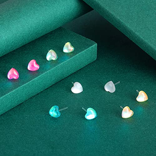 Plastic Earrings, KMEOSCH 2 Pairs Hypoallergenic Lightweight Small Simple Plastic Heart Earrings Studs for Sensitive Ears4