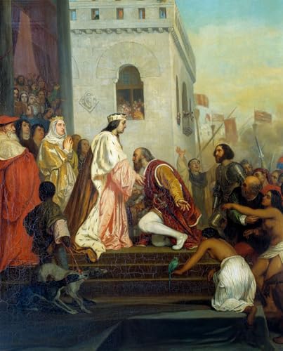 Decoración de paredes con el lienzo clásico Ricezione di Cristoforo Colombo 60x90