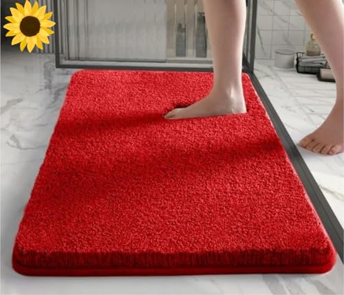 Image of HOWNICE Door Mat for Home,Bedroom,Bathroom,Kitchen,Living Room,Entrance,Room Mats,Foot Mat,Floor mat,Main Door,Rug,Non Slip Mats,Door Mate,Soft Door Matt (Bathmat Red Matt, Medium)