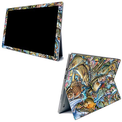 Image of MightySkins Carbon Fiber Skin for Microsoft Surface Pro 7 - Action Fish Puzzle | Textured Carbon Fiber Finish | Easy to Apply, Remove, and Change Styles | Made in The USA