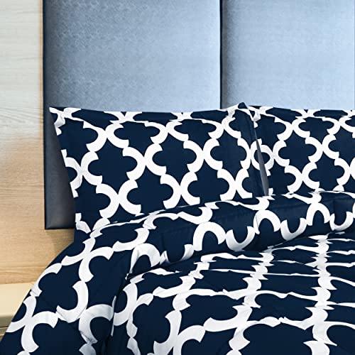 Utopia Bedding 1 Printed Comforter Set With 1 Fitted Sheet Deep Pocket (King, Navy) #TOP5