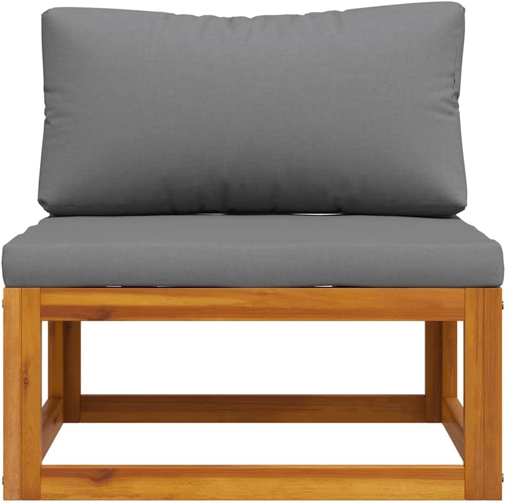 Dark Grey Solid Acacia Wood Middle Sofa, Oiled Finish, 27.6x28.0x23.6 inch, Durable Outdoor Furniture for Patio, Balcony, Garden Seating