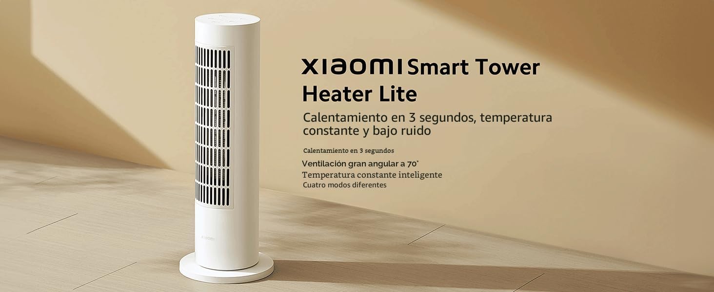 Xiaomi Mi Heater Tower Lite White EU BHR6101EU - 2000W de potencia, 4 modos de funcionamiento, 70° de ventilación, blanco (Versión ES + 3 años de garantía)