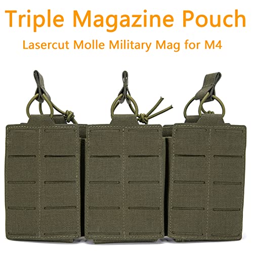 Tactical Mag Pouch for Rifle Laser Cutting Molle Rifle Mag Pouch Triple Mag Pouch Open Top Mag Pouch for Rifle Magazine Holster for Tactical Bag Accessories Holder (RG) - Image 2