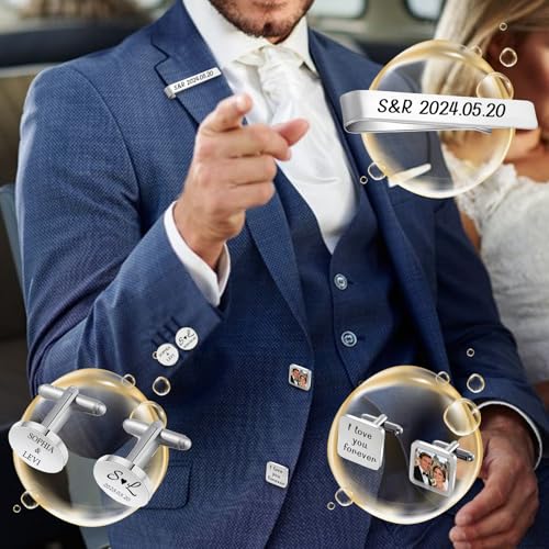 Juego de Mancuernillas y Sujetacorbatín Personalizados para Hombre miniatura 6