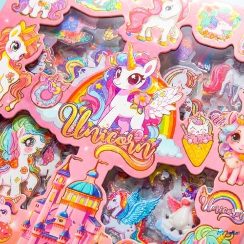Image of FunBlast Unicorn Theme PET Stickers, Kawaii Sticker - 100 Sheets; 500+ Pcs Aesthetic Sticker, Japanese Style Craft Stickers, Self-Adhesive Sticker's Set - Multicolor (G)