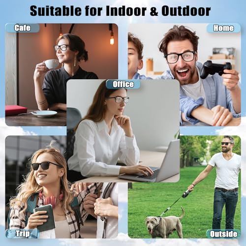Image of Smart Glasses for Men Women, Bluetooth Audio Sunglasses with Color-Change Lenses Speakers Touch Control Unisex Intelligent for Indoor Outdoor Walking Working