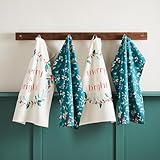 Catherine Lansfield Geschirrtuch Weihnachten Stechpalme und Mistelzweig Baumwolle 50x75cm Küche Geschirrtuch 4er Pack Grün
