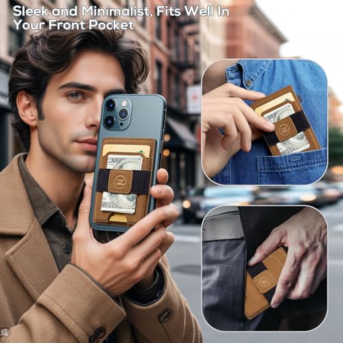 Wallet for Men, 2-in-1 Slim Wallet RFID Blocking, Smart Pop Up Card Holder Wallet Minimalist Magnetic Phone Wallet with ID Window3