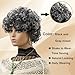 DOcute Short Gray Wigs For Women Grey Curly Wig Salt And Pepper Curly Bob Curly Glueless Wig Short Hair Afro Wigs For Black Women Black Wig（Black And Gray）