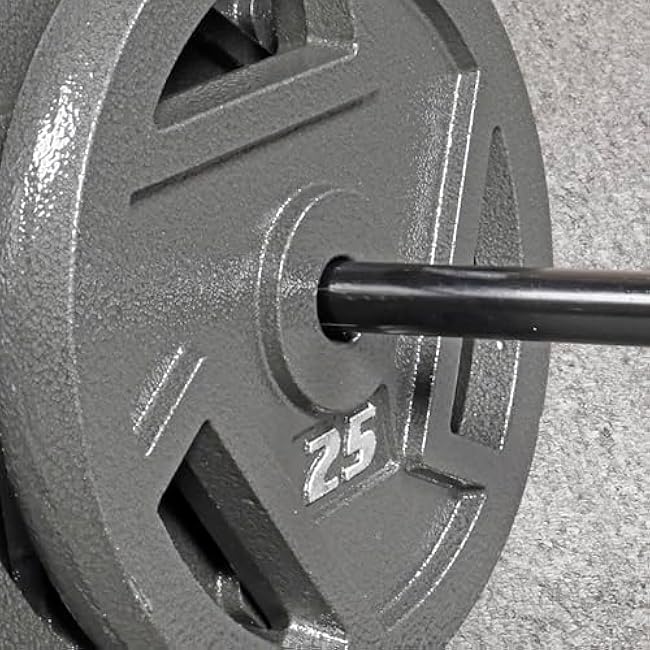 Signature Fitness Standard 1-Inch Cast Iron Plate Weight Plate for Strength Training and Weightlifting