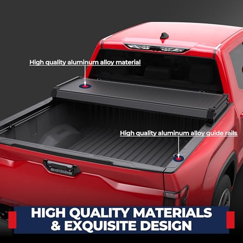 Image of MOSTPLUS Tri-Fold Hard Truck Bed Tonneau Cover On Top Compatible for 2016 2017 2018 2019 2020 2021 2022 2023 Toyota Tacoma Styleside Solid (5 FT Feet Bed)