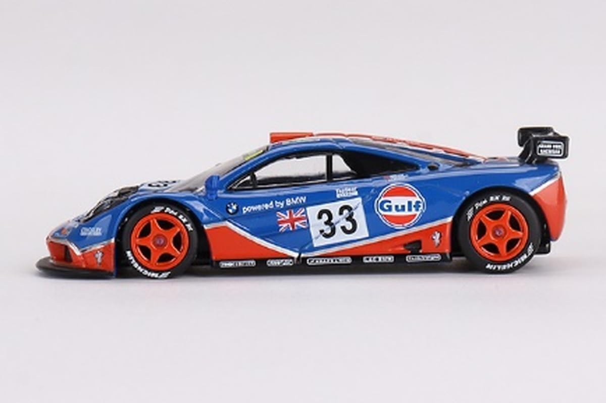1:64 Scale Diecast Model Car Collectibles Compatible with Mini GT McLaren F1 GTR #33 1996 Le Mans 24Hr Gulf Blue, Limited Edition MGT00723