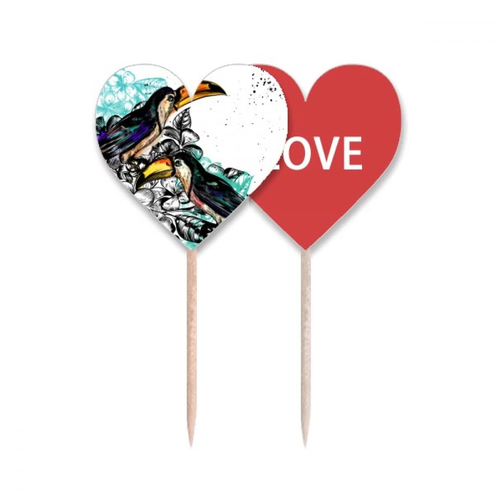Drapeau cure-dents oiseau tropical Toco en encre pour décoration de cupcake chic