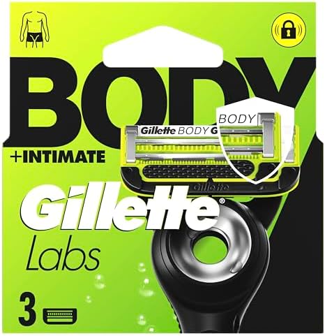 Gillette Labs Body + Cuchillas de afeitar íntimas para hombre, Pa...